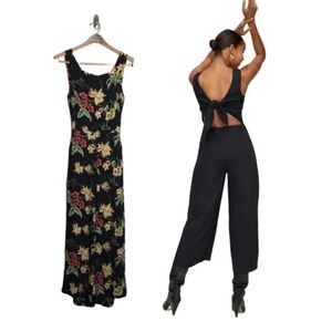 ARITZIA • WILFRED square neck écoulement black floral jumpsuit Size 4